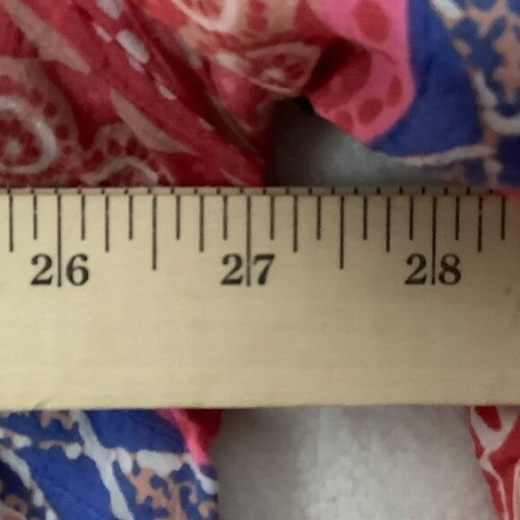 Kim Rogers Curvy Shift Bohemian Dress Women Sz 2X Roll Tab Orange Blue - Picture 6 of 7